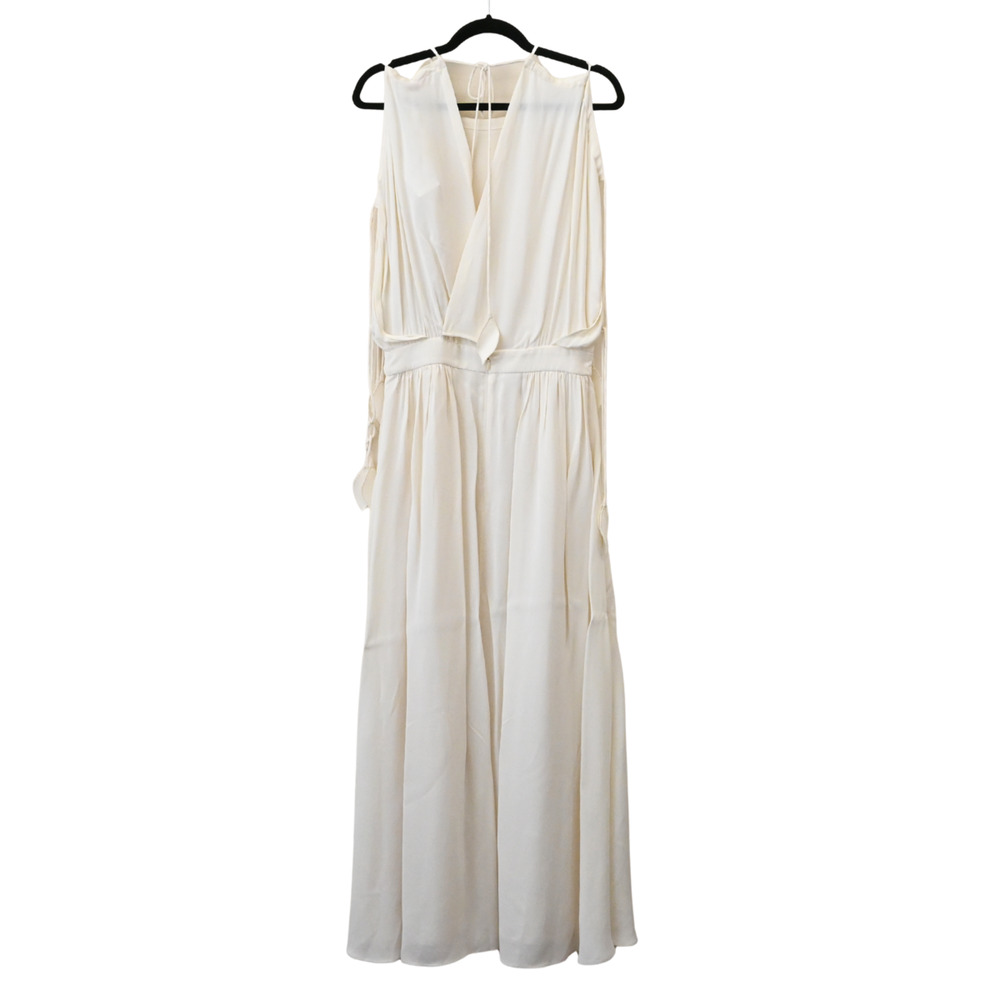 TORY BURCH Evalene New Ivory Sleeveless Tie-Shoulder Maxi Dress Size 8 - Picture 2 of 13